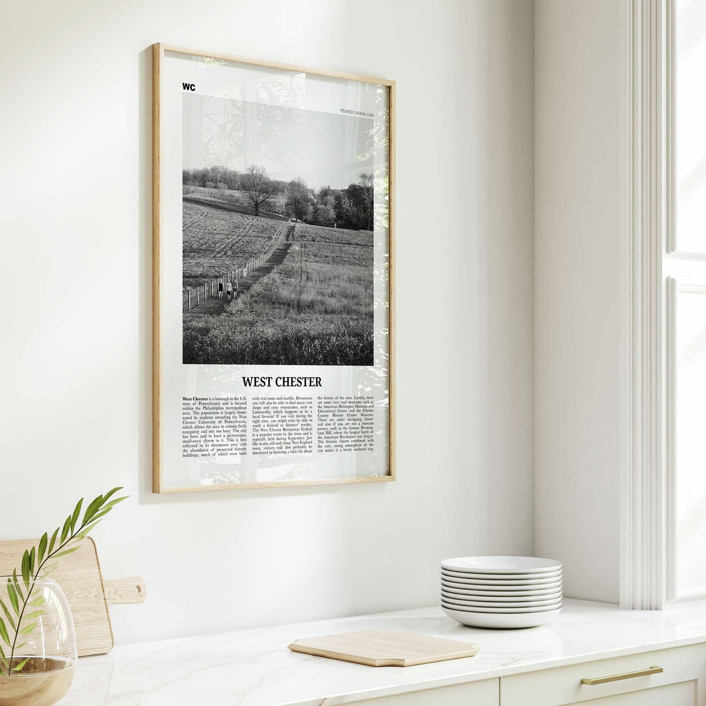 West Chester Print Black and White, West Chester Wall Art, West Chester Poster, West Chester Photo, West Chester Décor, Pennsylvania, USA