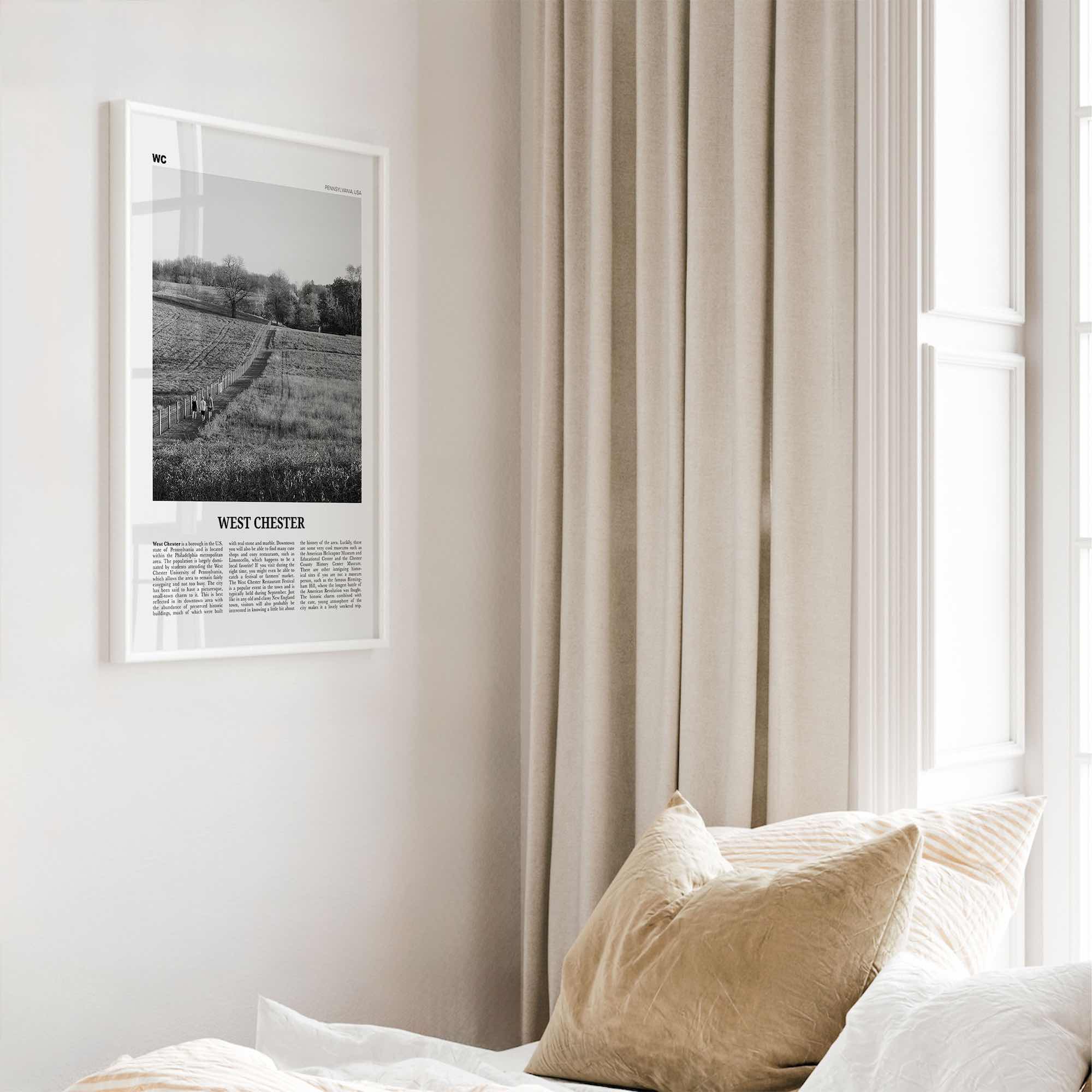 West Chester Print Black and White, West Chester Wall Art, West Chester Poster, West Chester Photo, West Chester Décor, Pennsylvania, USA