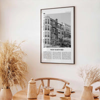 West Hartford Print Black and White, West Hartford Wall Art, West Hartford Poster, West Hartford Photo, West Hartford Map, Connecticut, USA