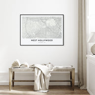 West Hollywood Map Landscape Poster