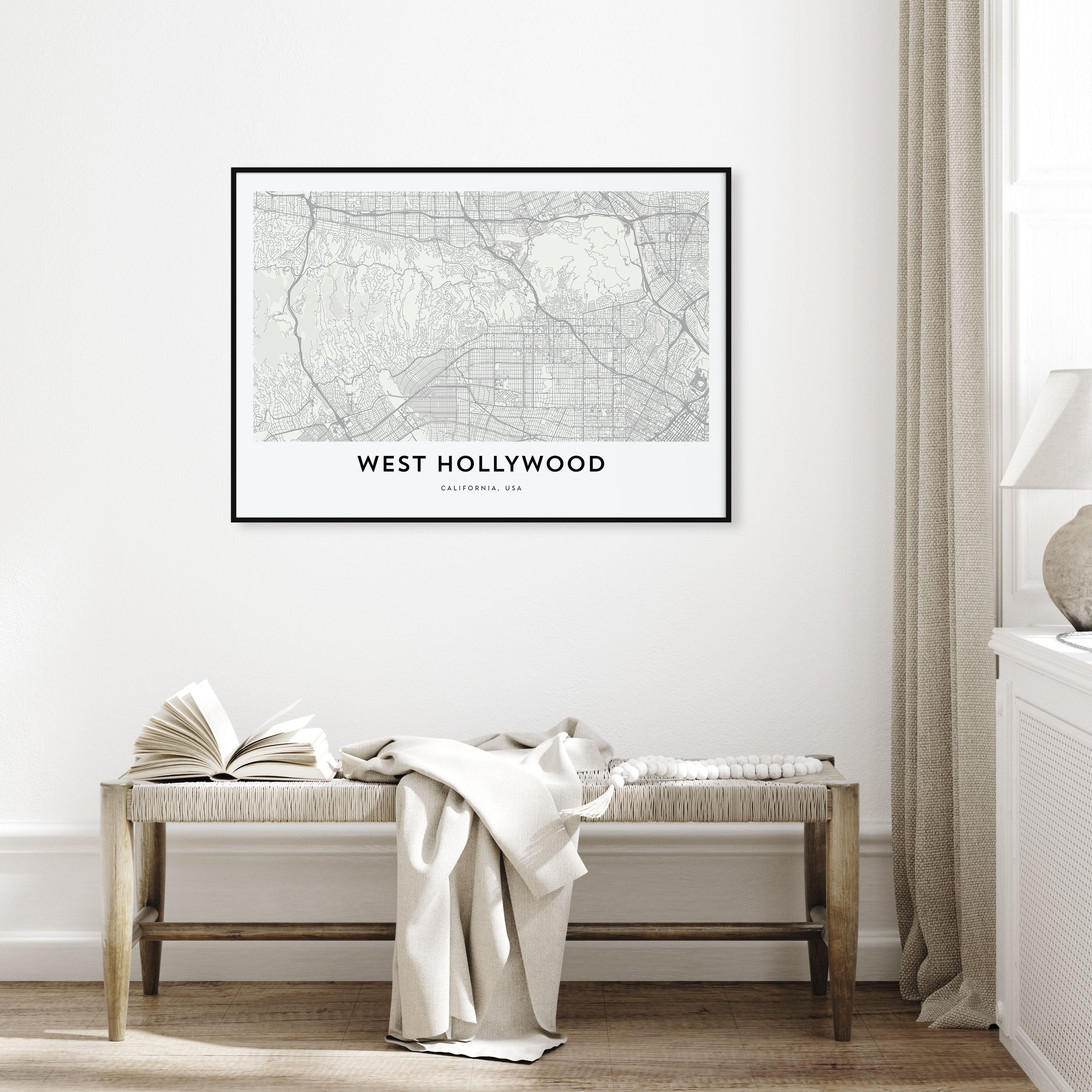 West Hollywood Map Landscape Poster