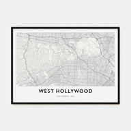 West Hollywood Map Landscape Poster