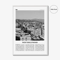 West Hollywood Print Black and White, West Hollywood Art, West Hollywood Poster, Los Angeles, California, USA, United States, North America