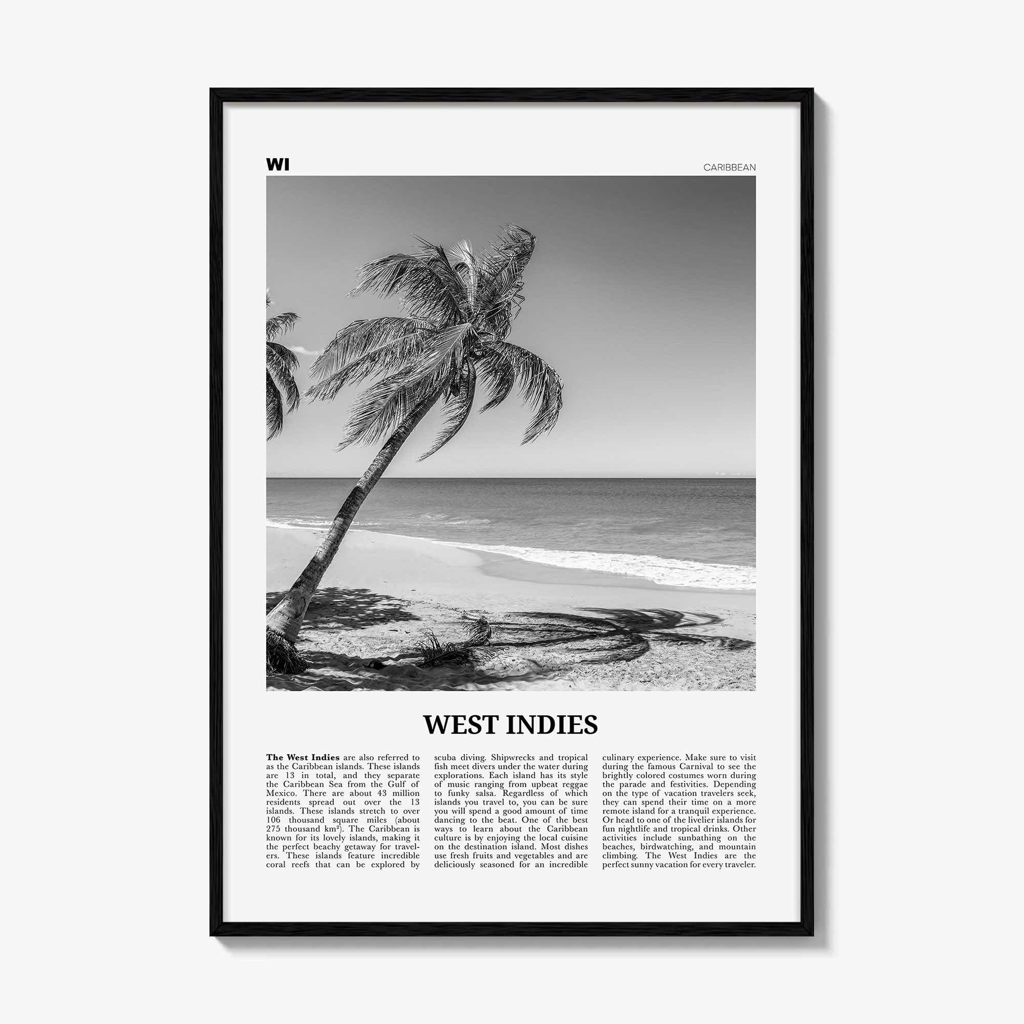West Indies Print Black and White, West Indies Wall Art, West Indies Poster, West Indies Photo, West Indies Wall Décor, Caribbean