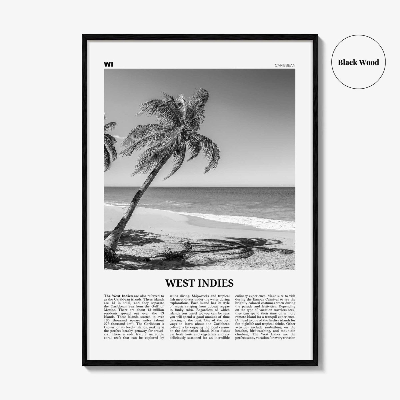 West Indies Print Black and White, West Indies Wall Art, West Indies Poster, West Indies Photo, West Indies Wall Décor, Caribbean