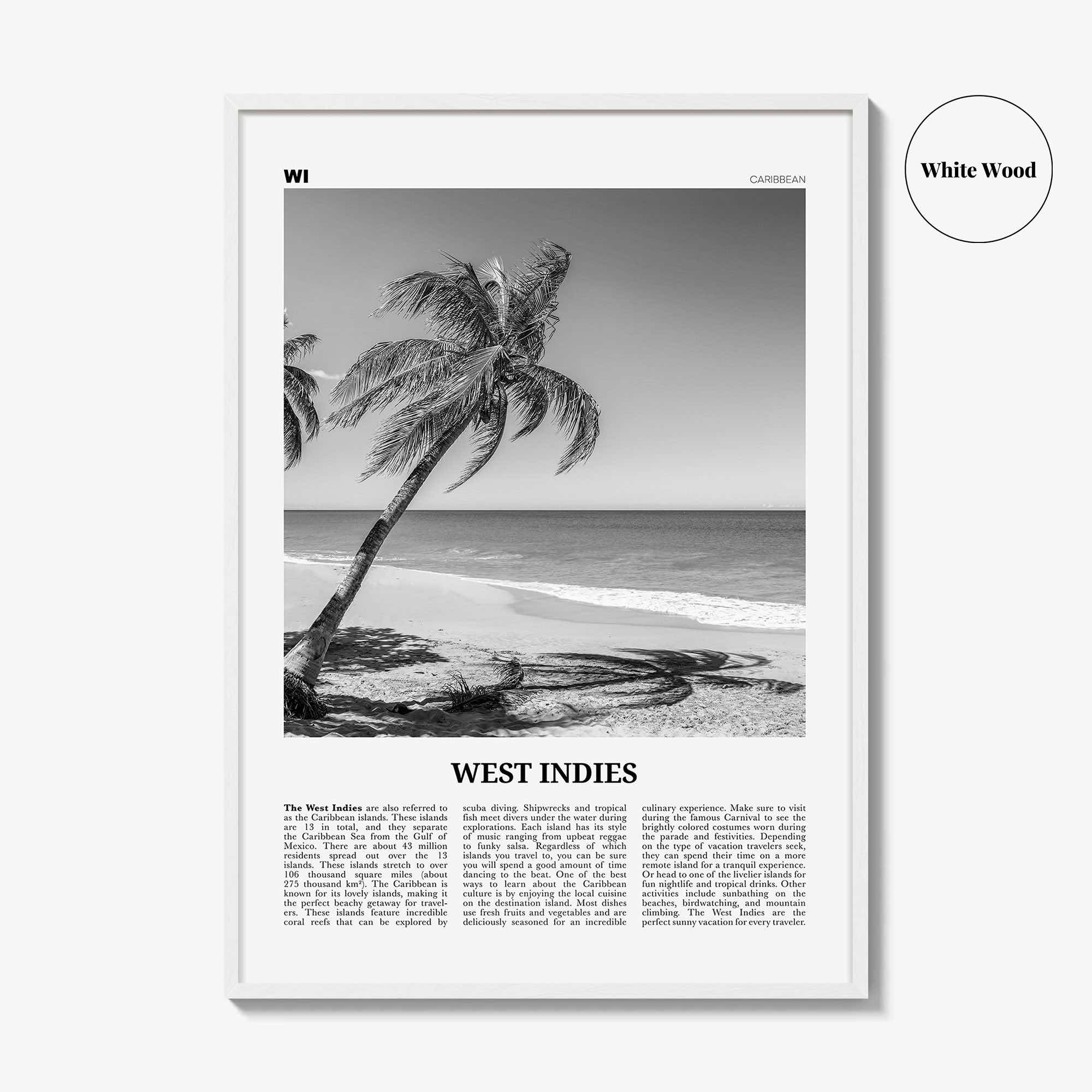West Indies Print Black and White, West Indies Wall Art, West Indies Poster, West Indies Photo, West Indies Wall Décor, Caribbean