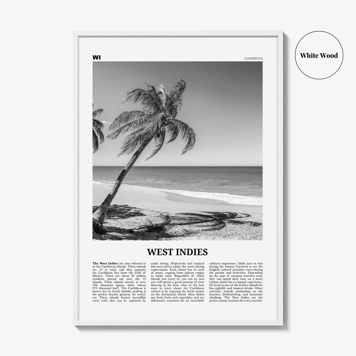 West Indies Print Black and White, West Indies Wall Art, West Indies Poster, West Indies Photo, West Indies Wall Décor, Caribbean