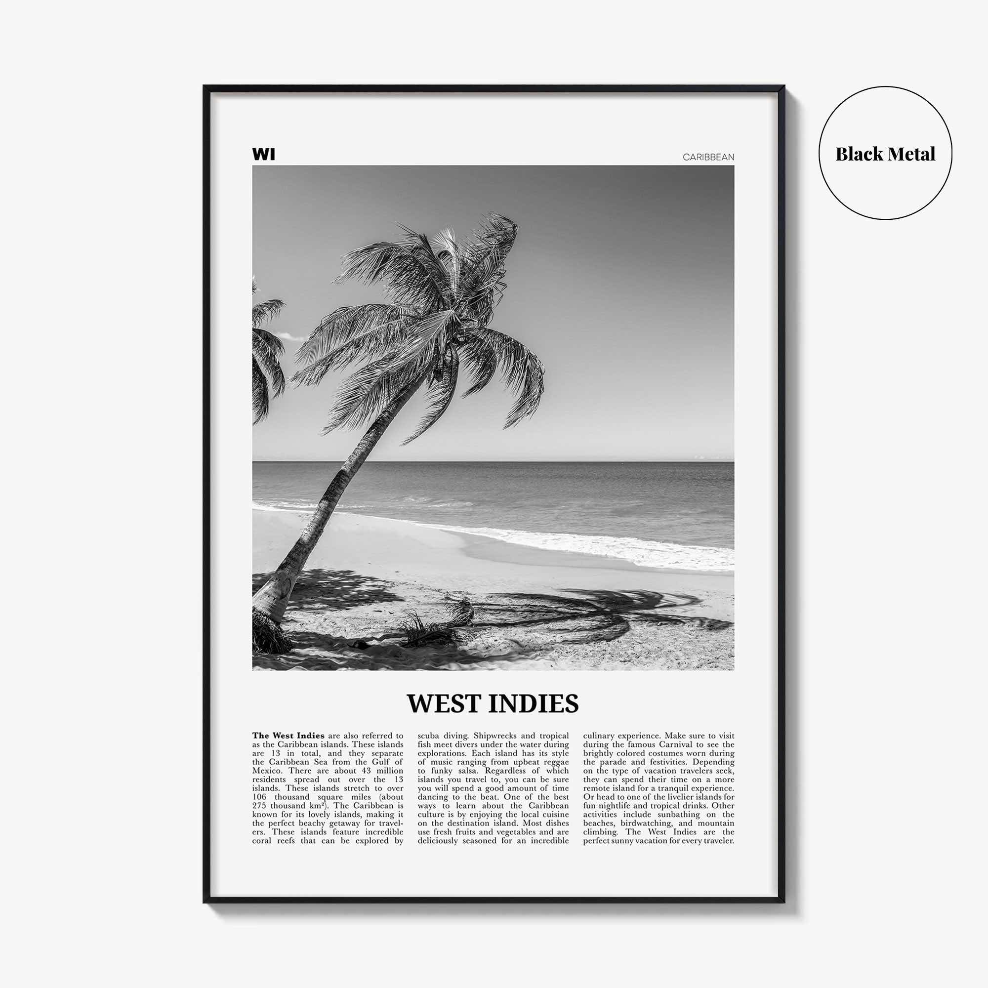 West Indies Print Black and White, West Indies Wall Art, West Indies Poster, West Indies Photo, West Indies Wall Décor, Caribbean
