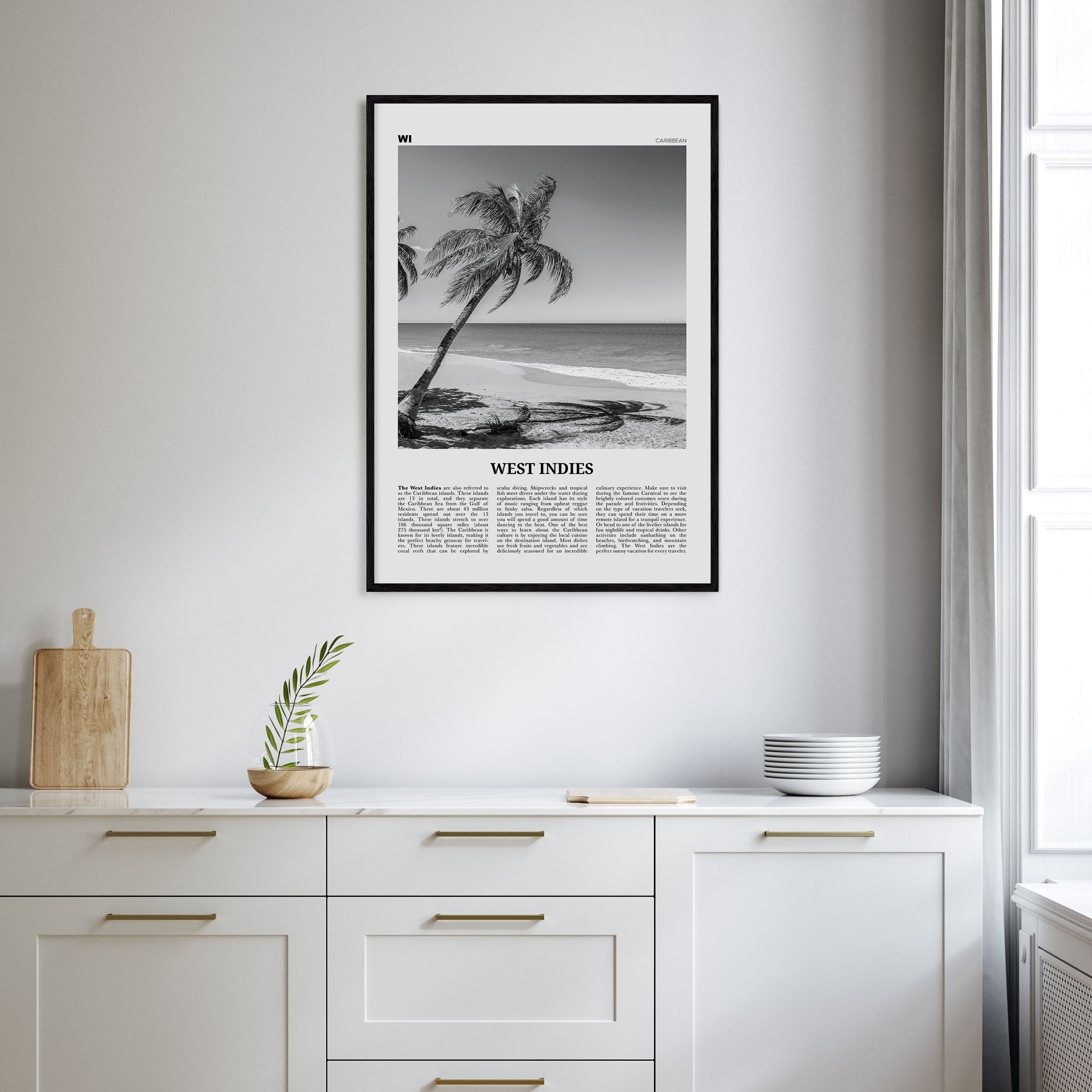 West Indies Travel B&W Poster