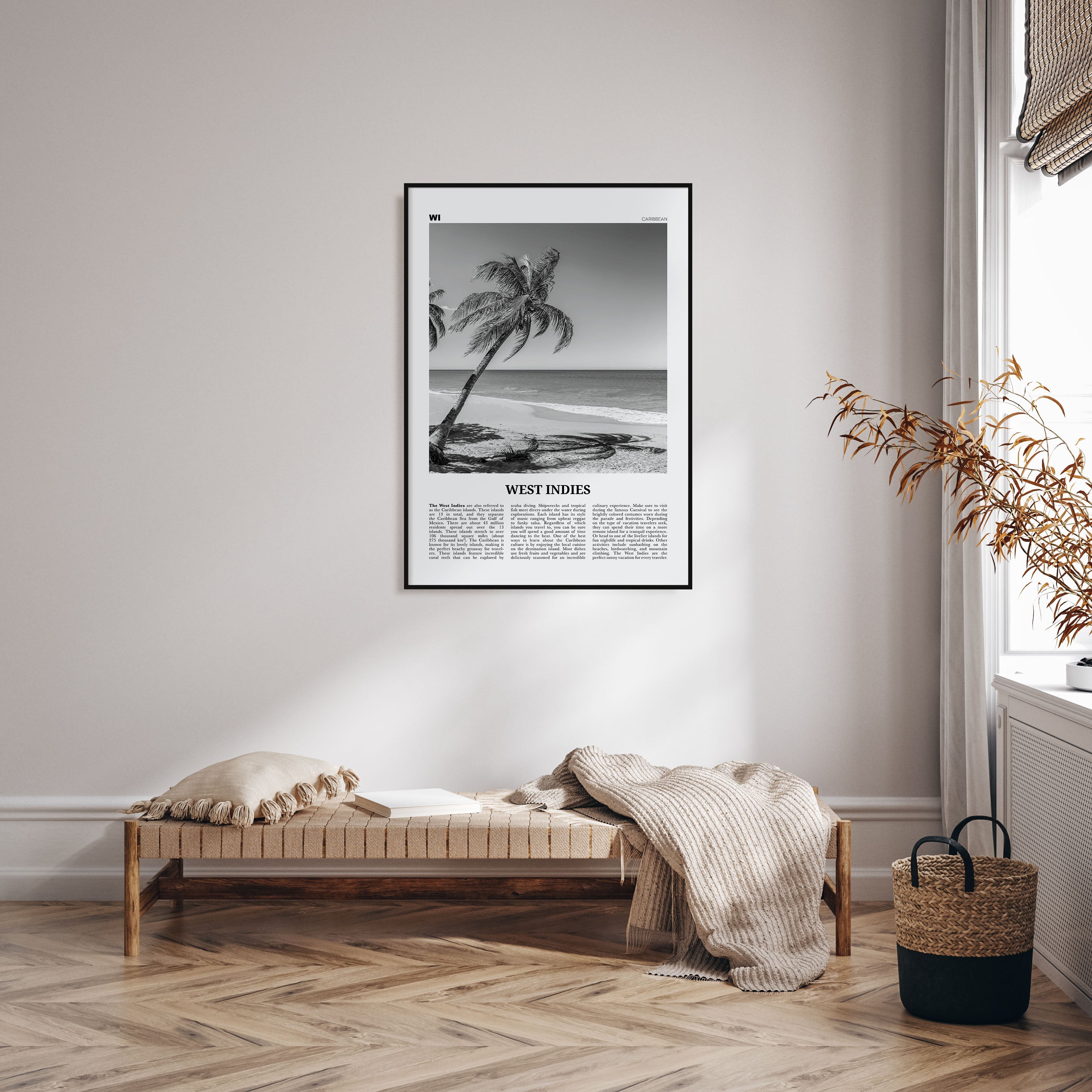 West Indies Travel B&W Poster