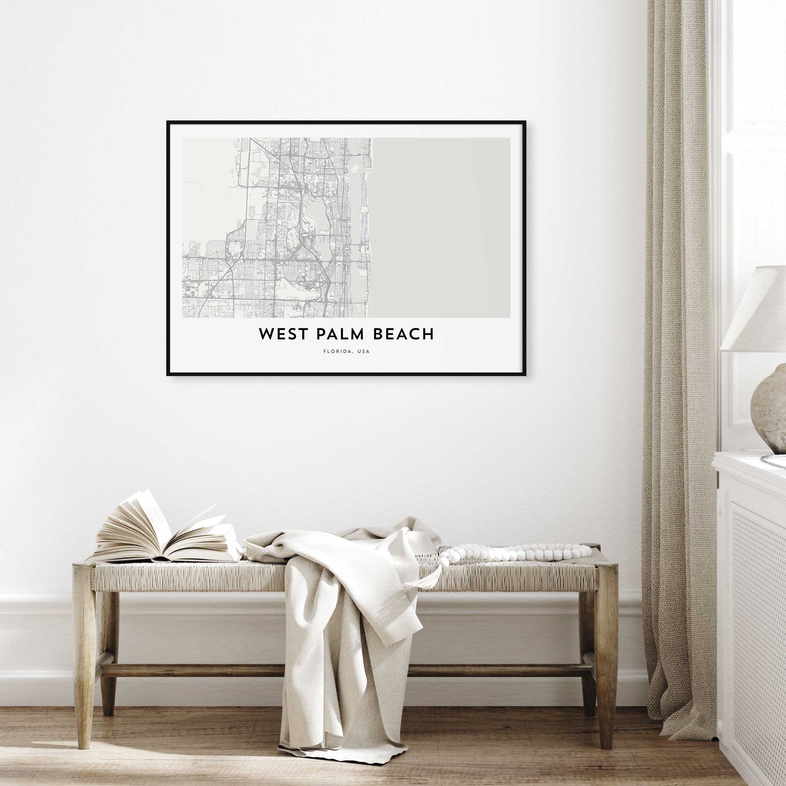 West Palm Beach Map Landscape Poster