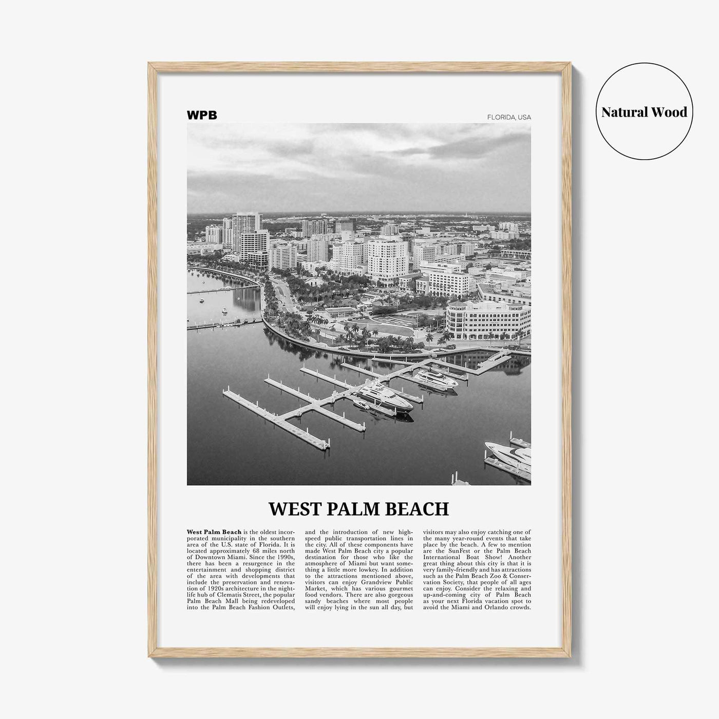 West Palm Beach Print Black and White No 1, West Palm Beach Wall Art, West Palm Beach Poster, West Palm Beach Photo, West Palm, Florida