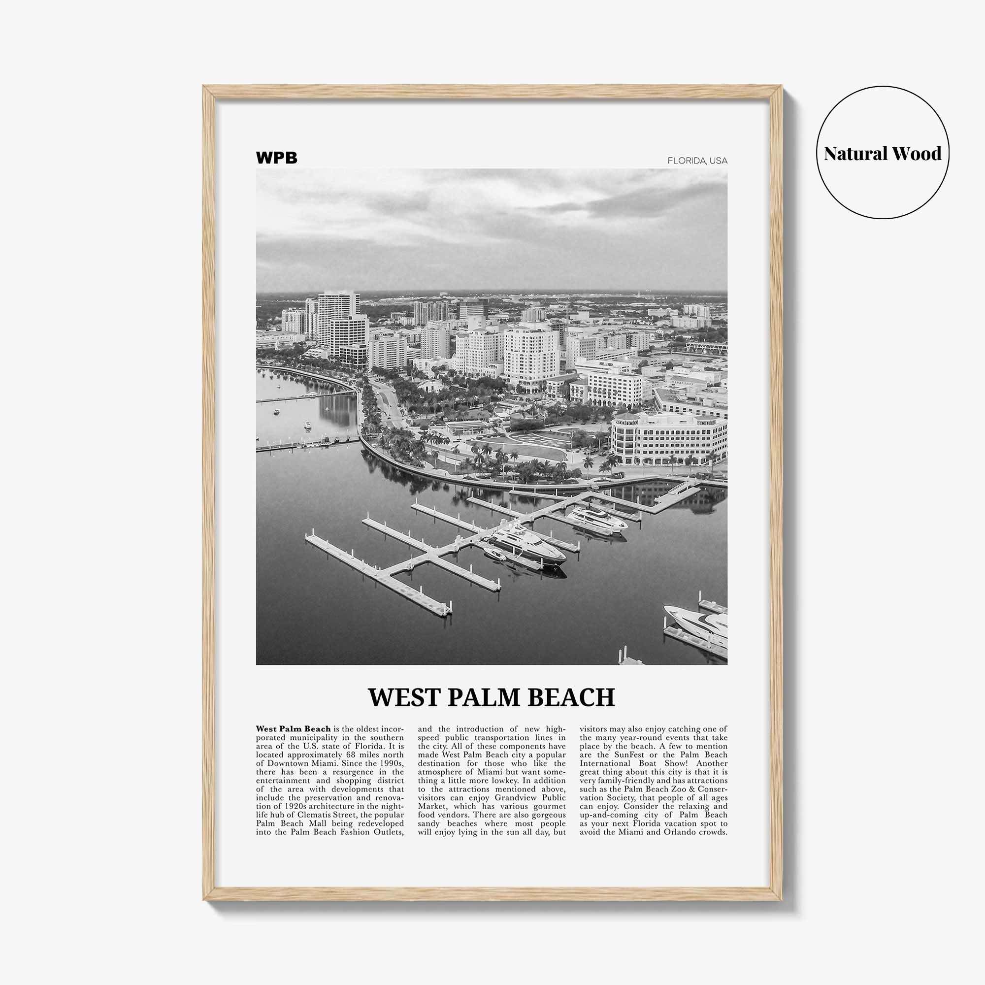 West Palm Beach Print Black and White No 1, West Palm Beach Wall Art, West Palm Beach Poster, West Palm Beach Photo, West Palm, Florida