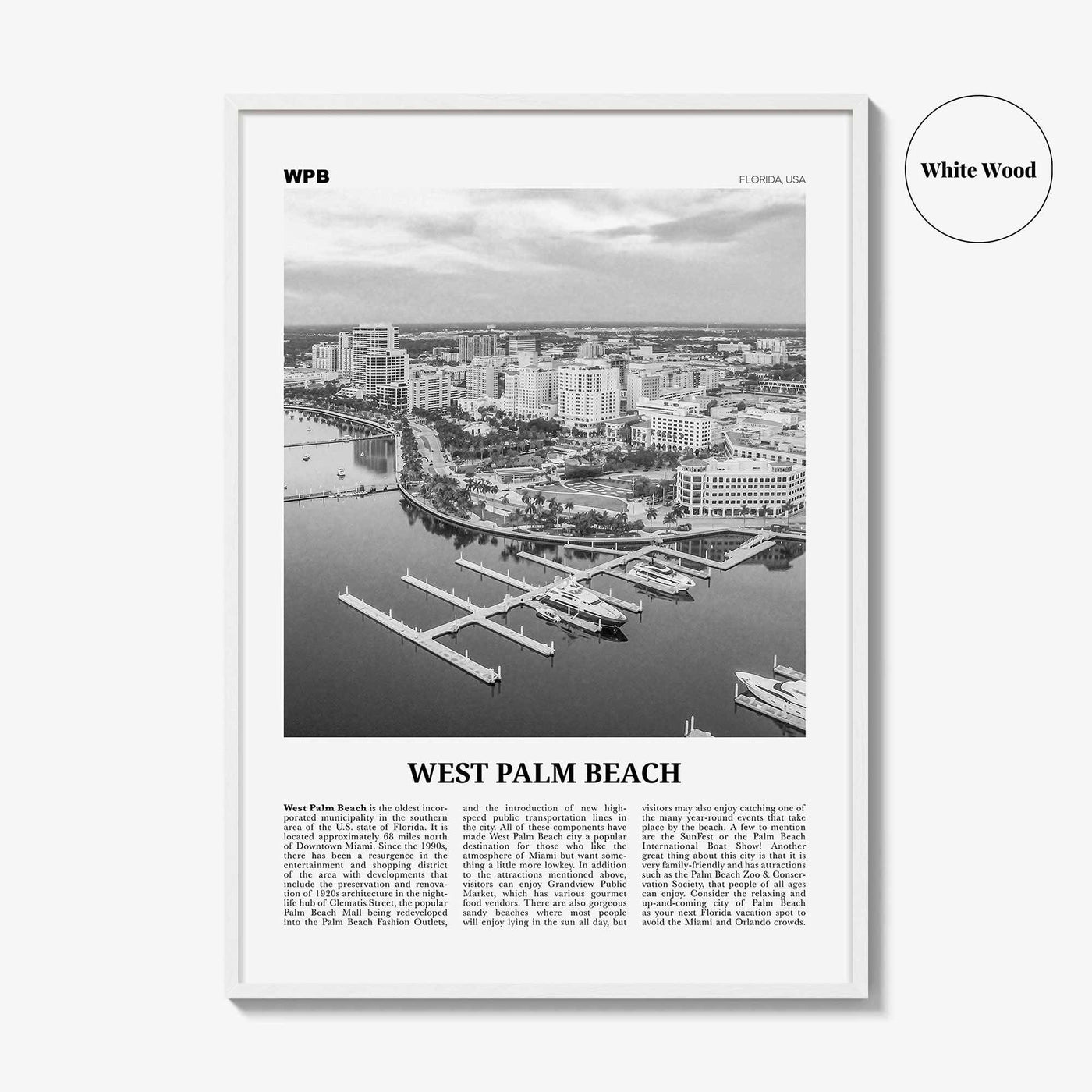 West Palm Beach Print Black and White No 1, West Palm Beach Wall Art, West Palm Beach Poster, West Palm Beach Photo, West Palm, Florida