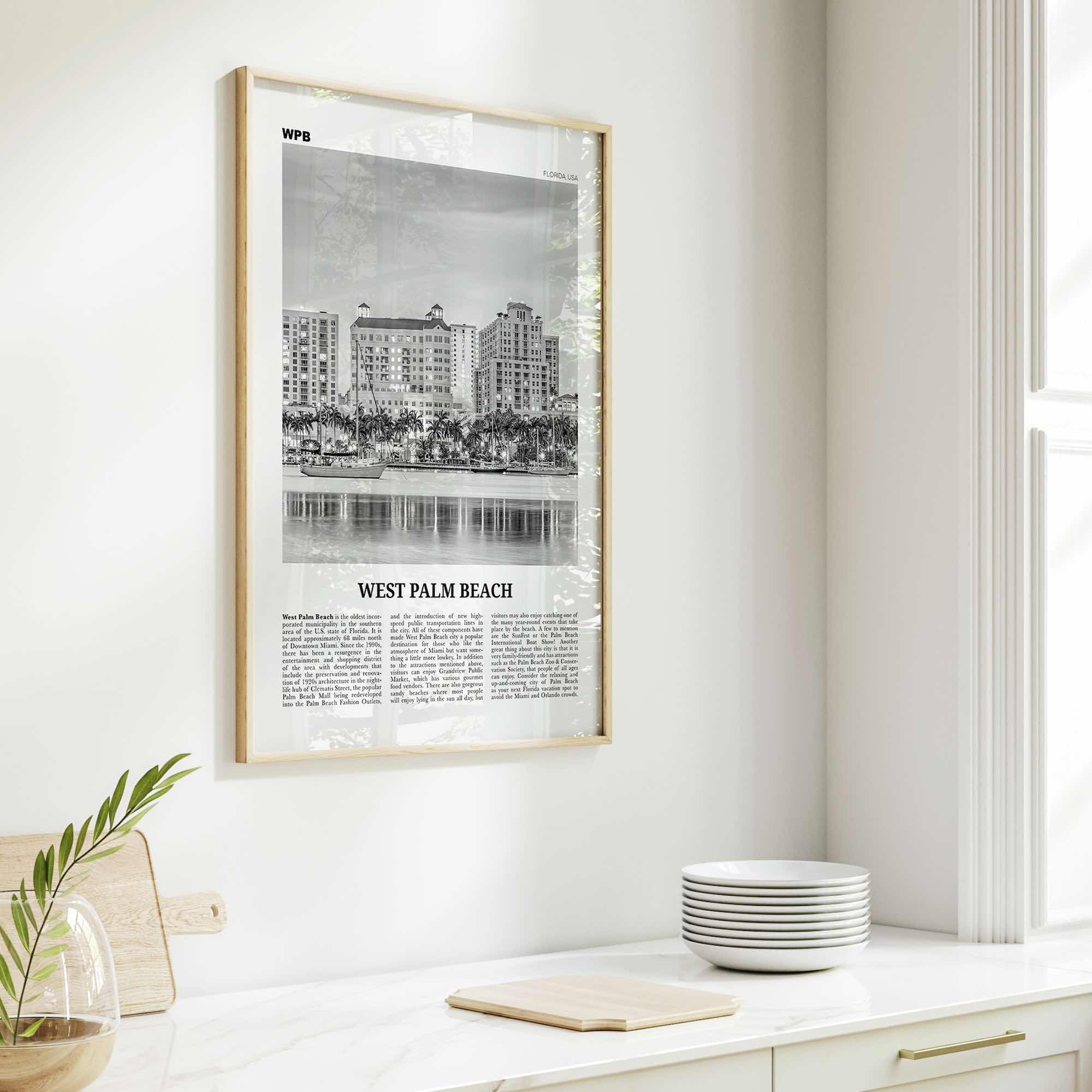 West Palm Beach Print Black and White No 2, West Palm Beach Wall Art, West Palm Beach Poster, West Palm Beach Photo, Florida, USA