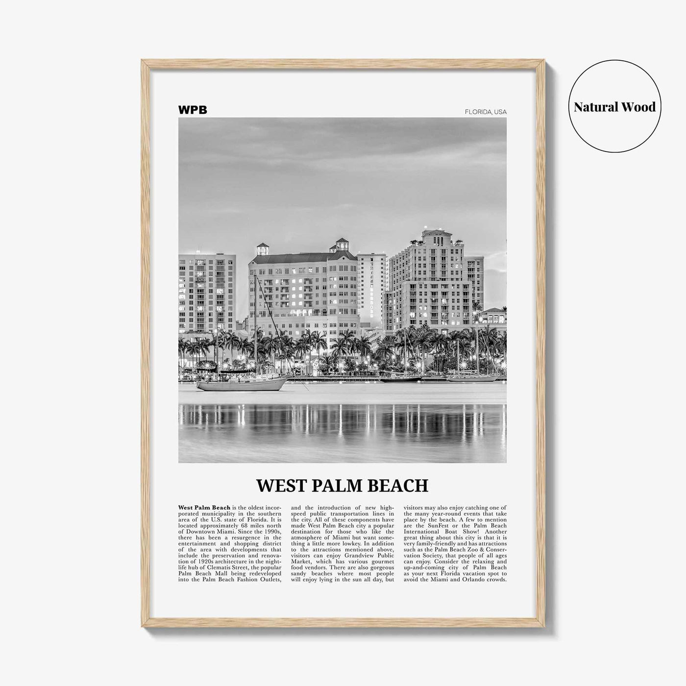 West Palm Beach Print Black and White No 2, West Palm Beach Wall Art, West Palm Beach Poster, West Palm Beach Photo, Florida, USA