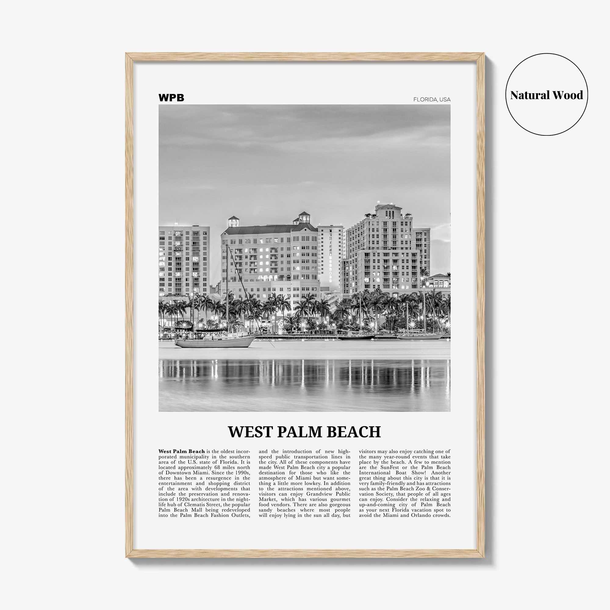 West Palm Beach Print Black and White No 2, West Palm Beach Wall Art, West Palm Beach Poster, West Palm Beach Photo, Florida, USA