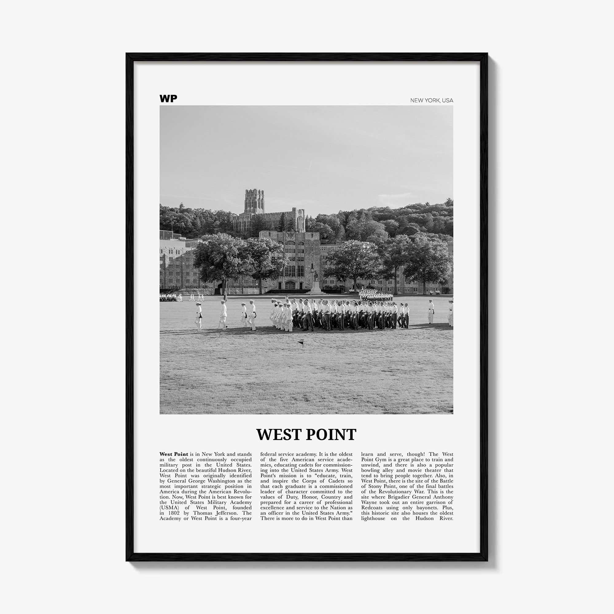 West Point Print Black and White, West Point Wall Art, West Point Poster, West Point Photo, West Point Map, West Point Wall Decor, New York