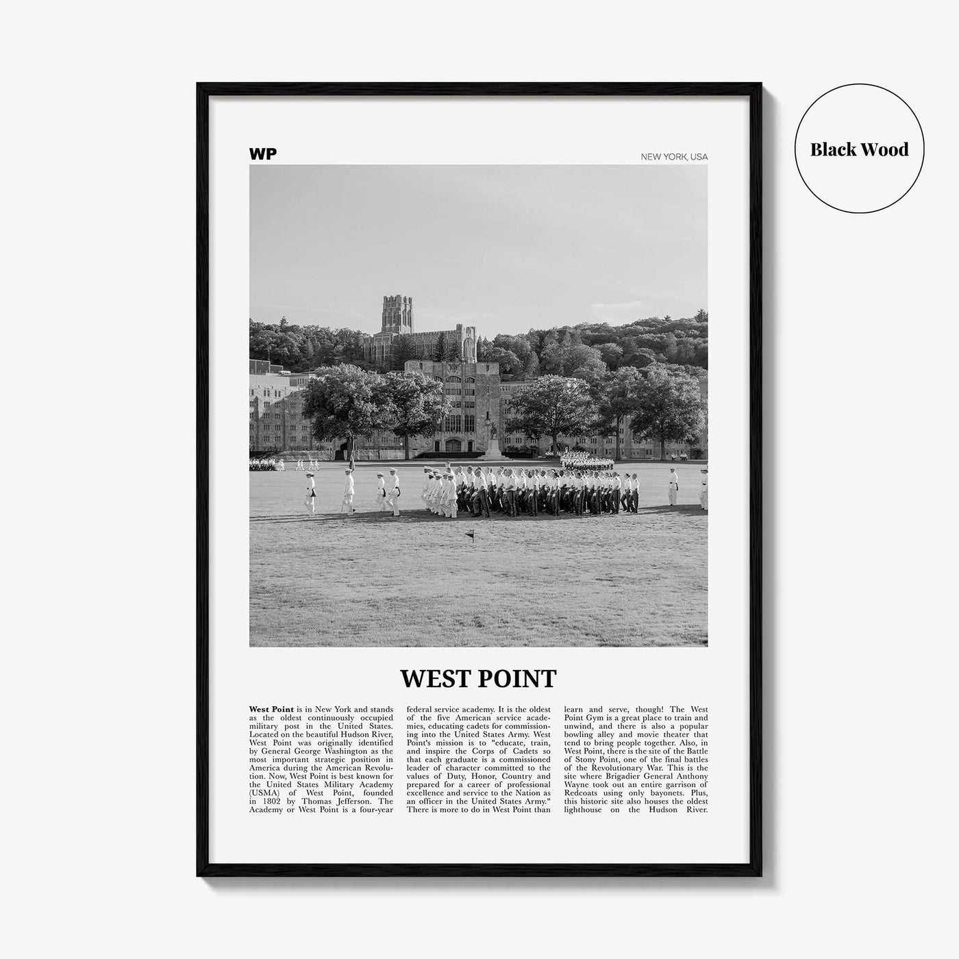 West Point Print Black and White, West Point Wall Art, West Point Poster, West Point Photo, West Point Map, West Point Wall Decor, New York