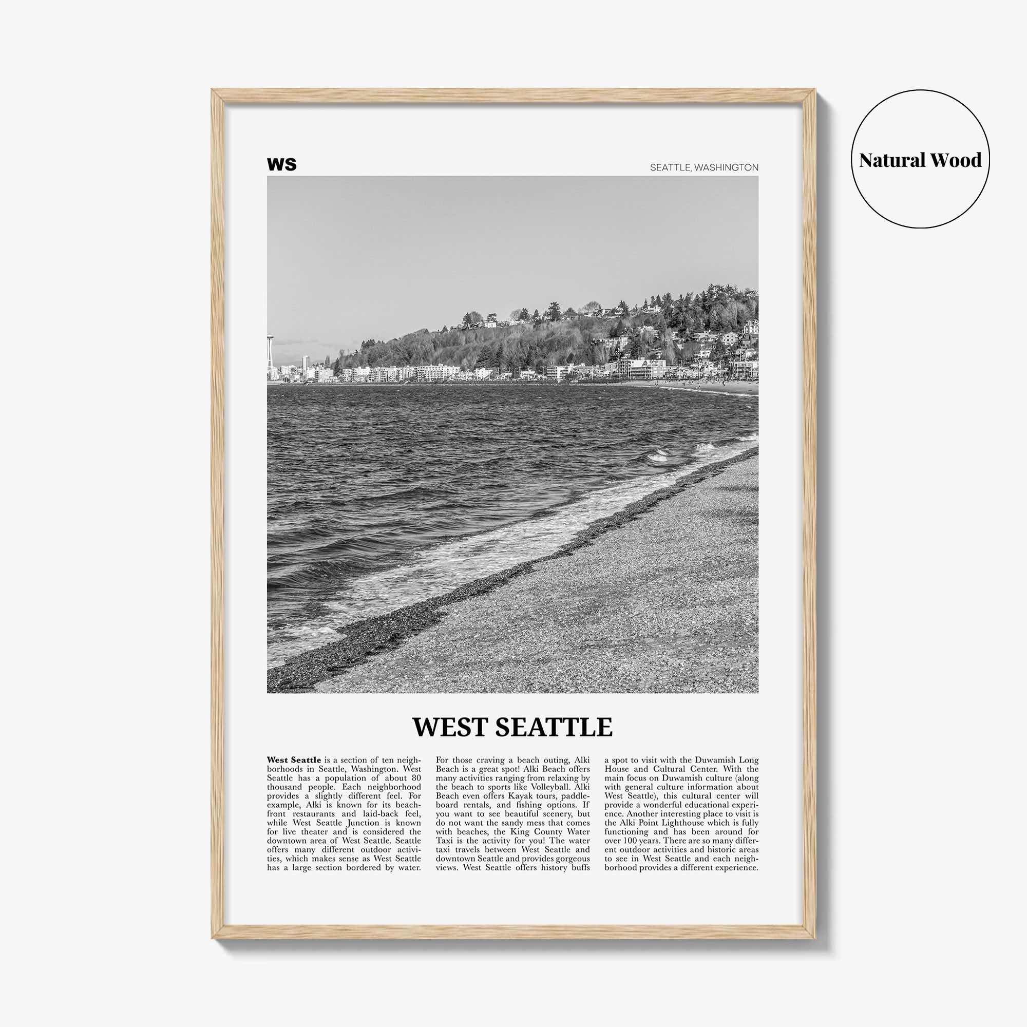 West Seattle Print Black and White, West Seattle Wall Art, West Seattle Poster, West Seattle Photo, West Seattle Décor, Washington, USA