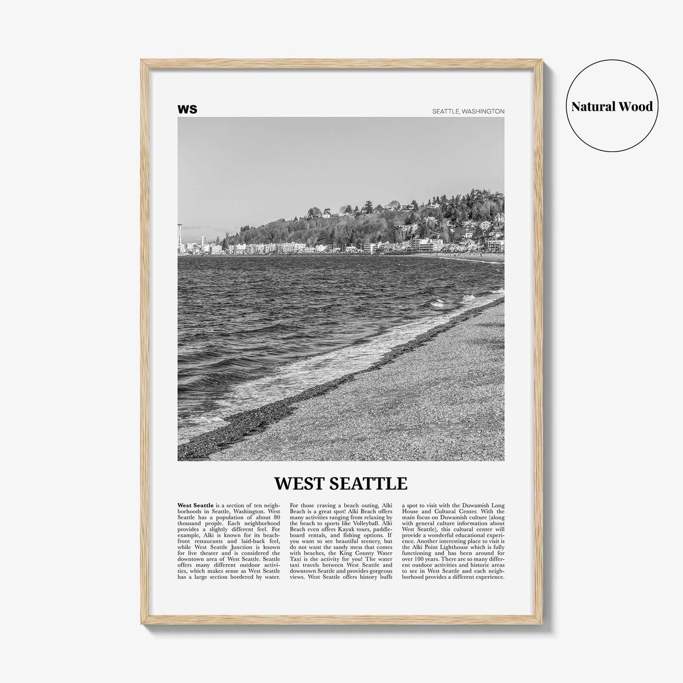 West Seattle Print Black and White, West Seattle Wall Art, West Seattle Poster, West Seattle Photo, West Seattle Décor, Washington, USA