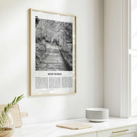 West Sussex Print Black and White, West Sussex Wall Art, West Sussex Poster, West Sussex Photo, West Sussex Map, England, UK, United Kingdom