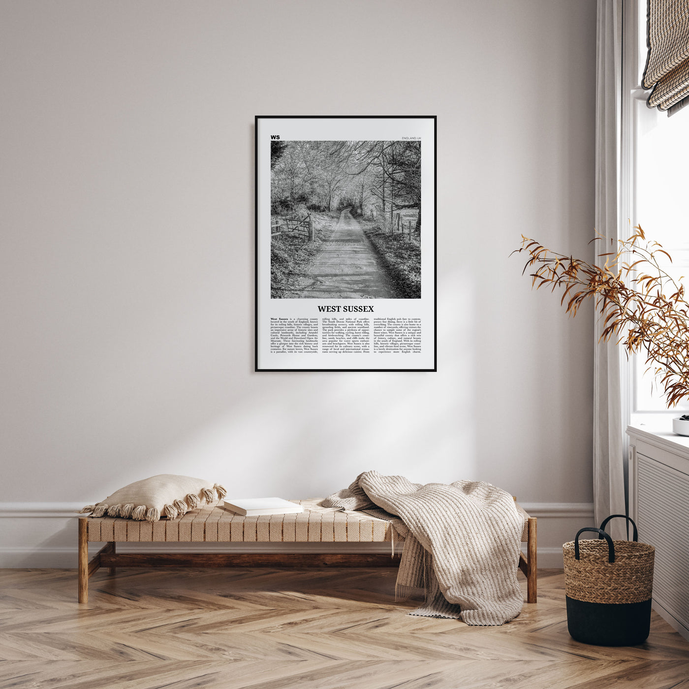 West Sussex Travel B&W Poster