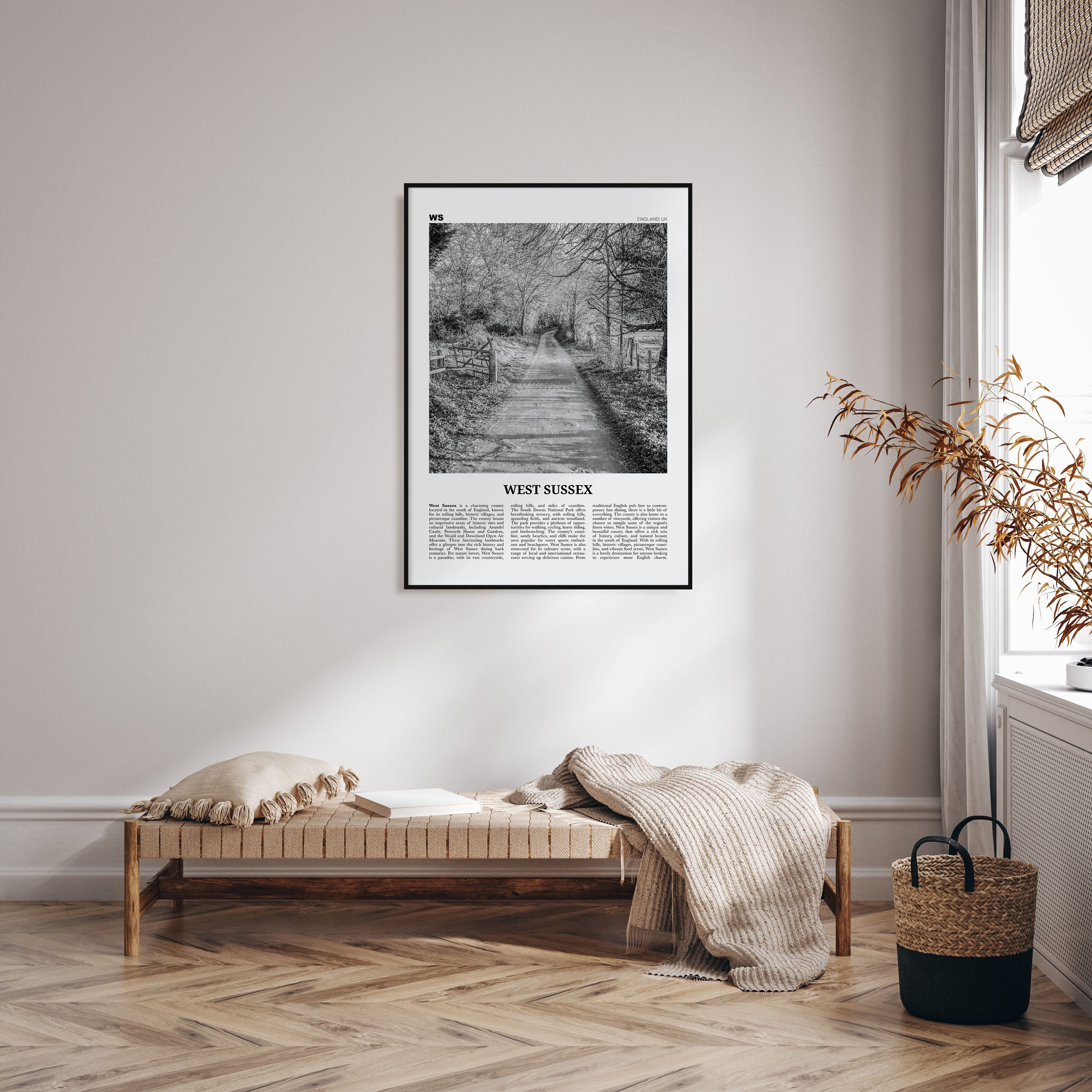 West Sussex Travel B&W Poster