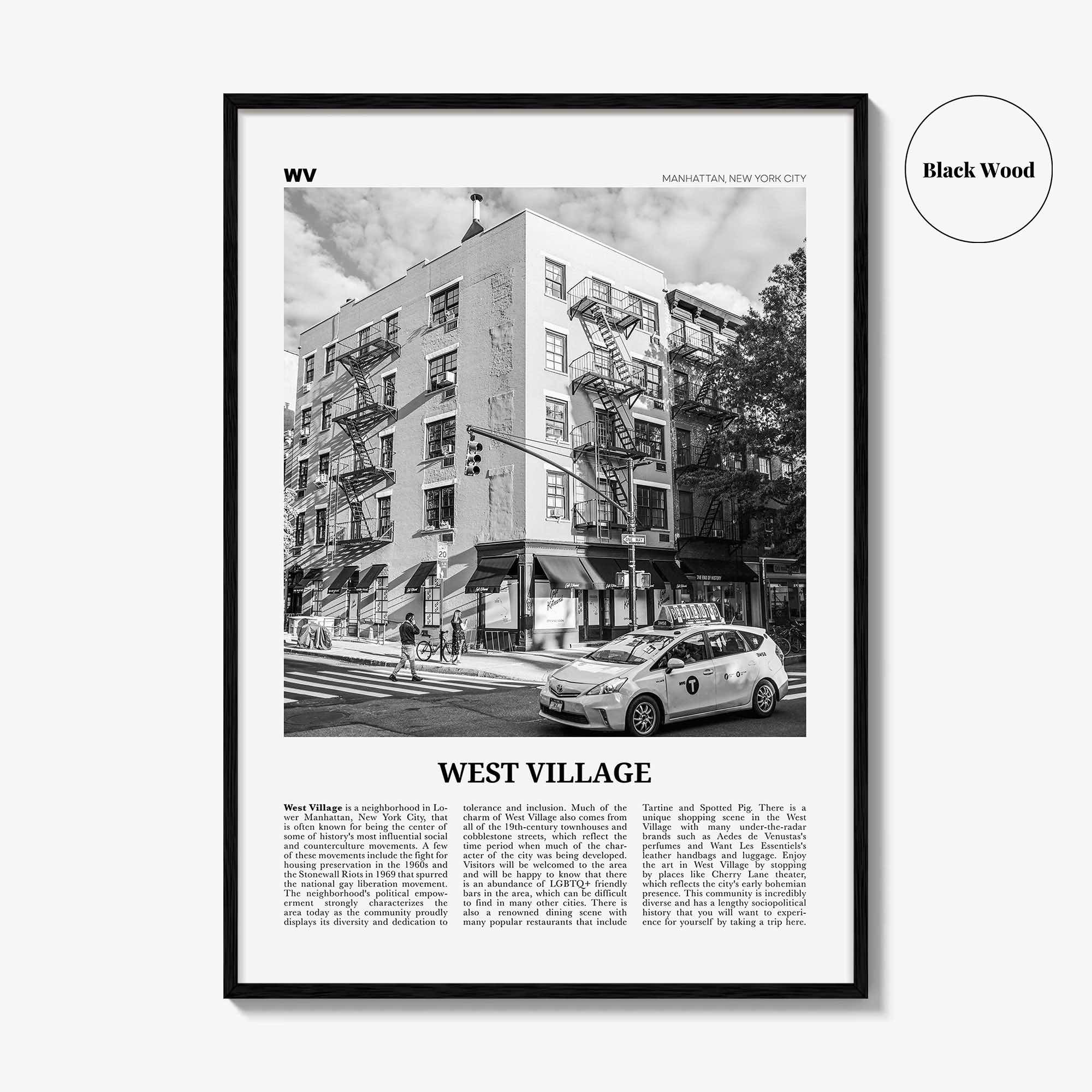 West Village Print Black and White, West Village Wall Art, West Village Poster, West Village Photo, West Village Wall Décor, New York, USA