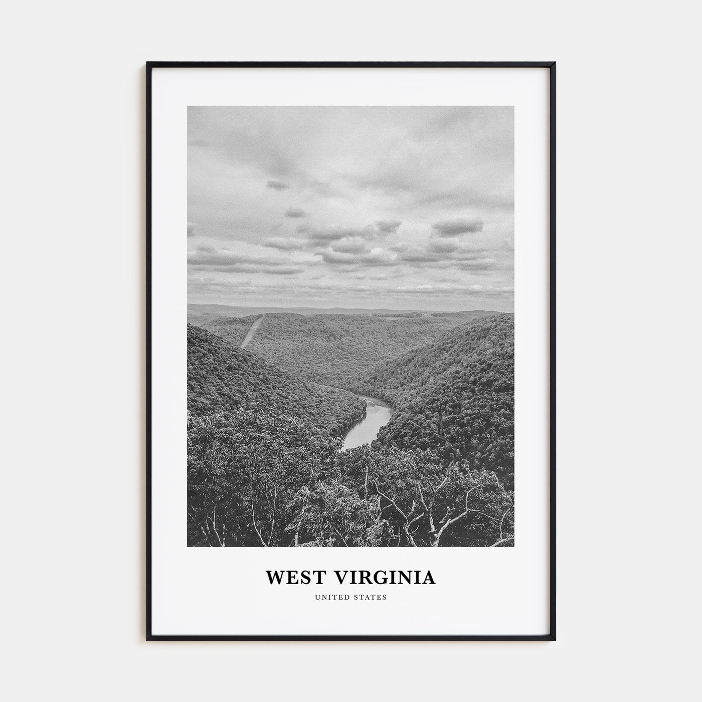 West Virginia Portrait B&W Poster