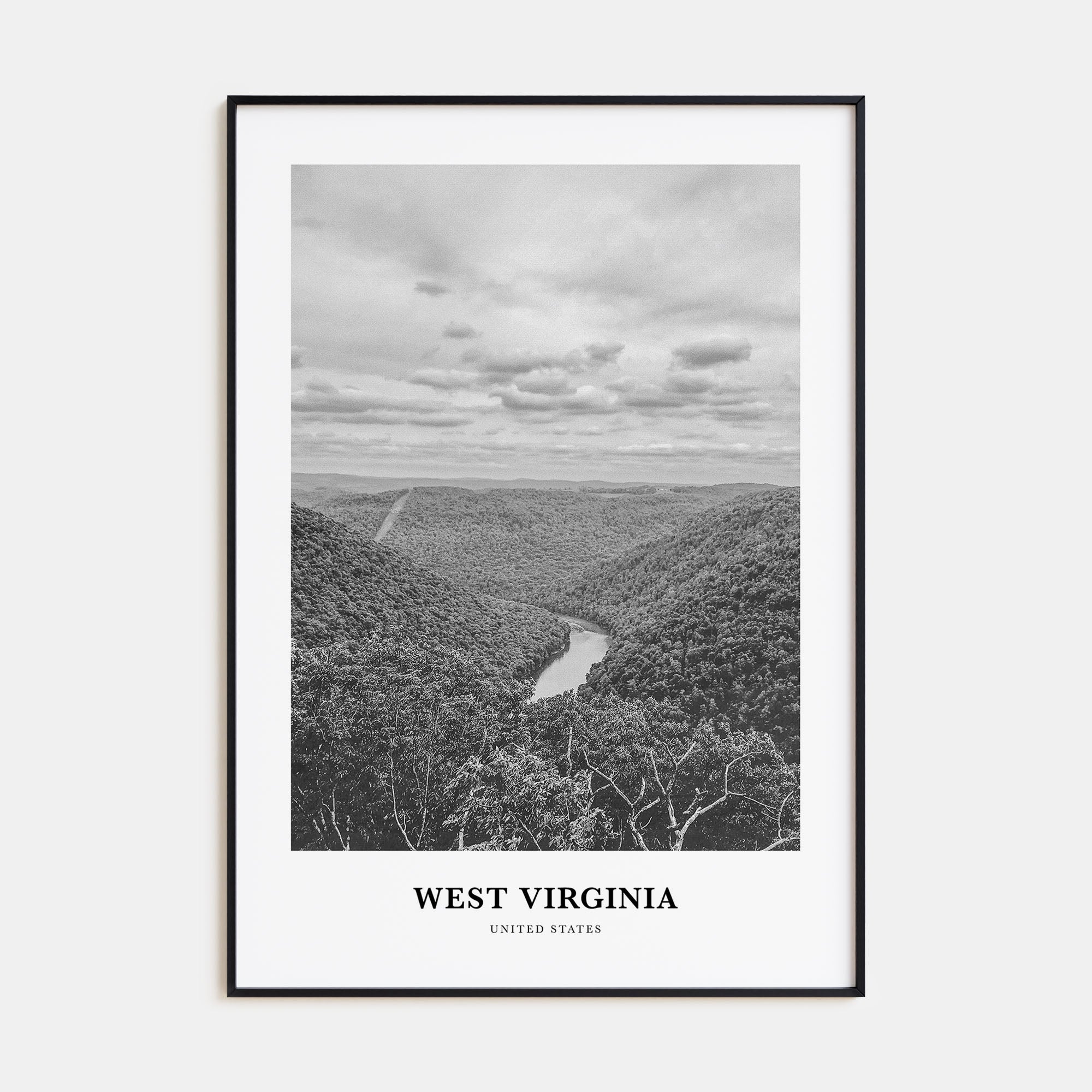 West Virginia Portrait B&W Poster