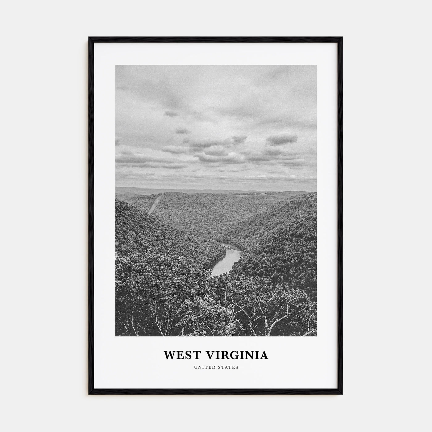 West Virginia Portrait B&W Poster