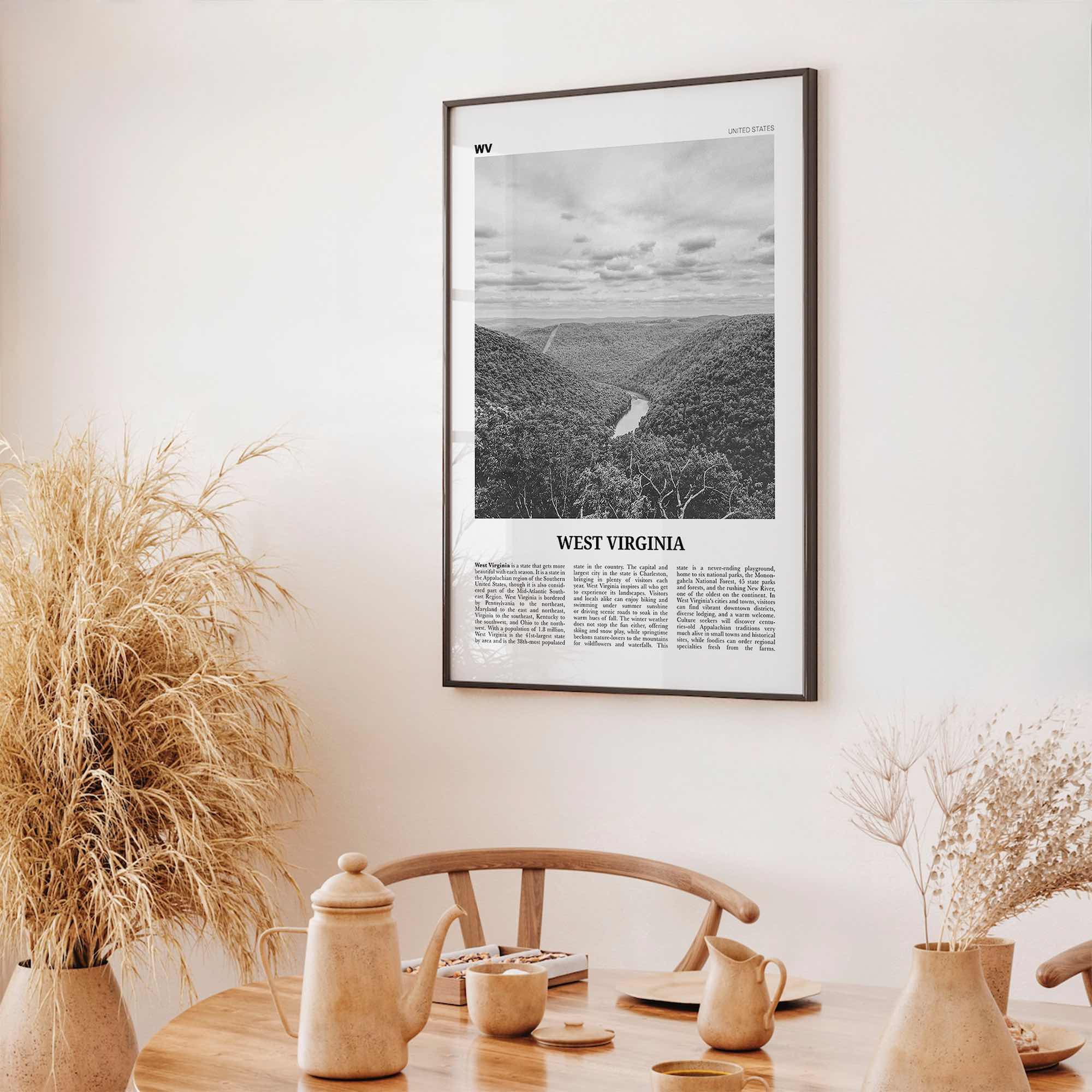 West Virginia Print Black and White No 1, West Virginia Wall Art, West Virginia Poster, West Virginia Photo, USA, United States