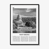 West Virginia Print Black and White No 2, West Virginia Art, West Virginia Poster, West Virginia Photo, West Virginia Map