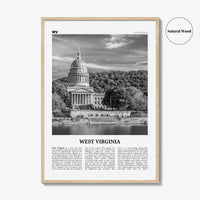 West Virginia Print Black and White No 2, West Virginia Art, West Virginia Poster, West Virginia Photo, West Virginia Map