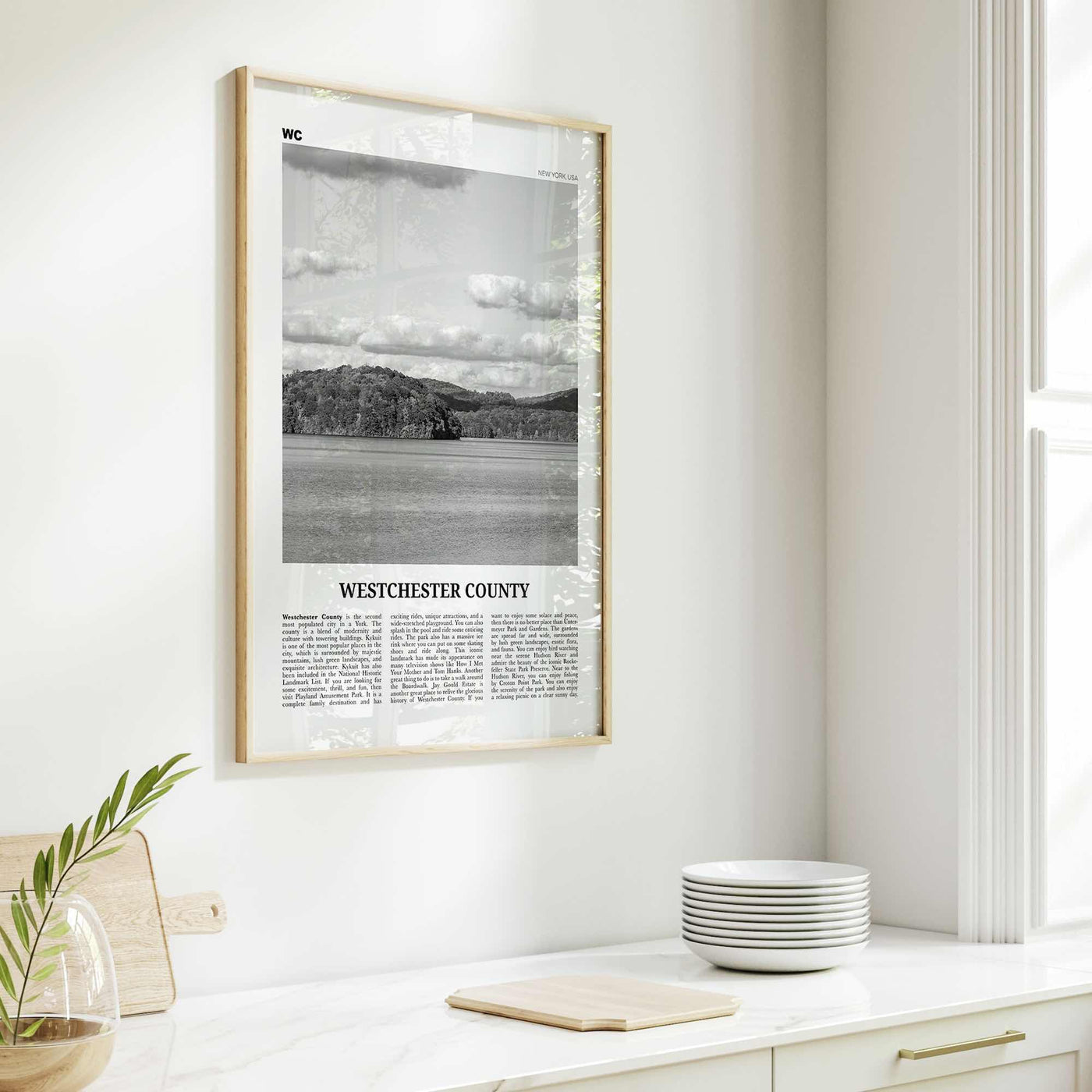 Westchester County Print Black and White, Westchester Wall Art, Westchester Poster, Westchester Photo, Westchester Map, New York USA