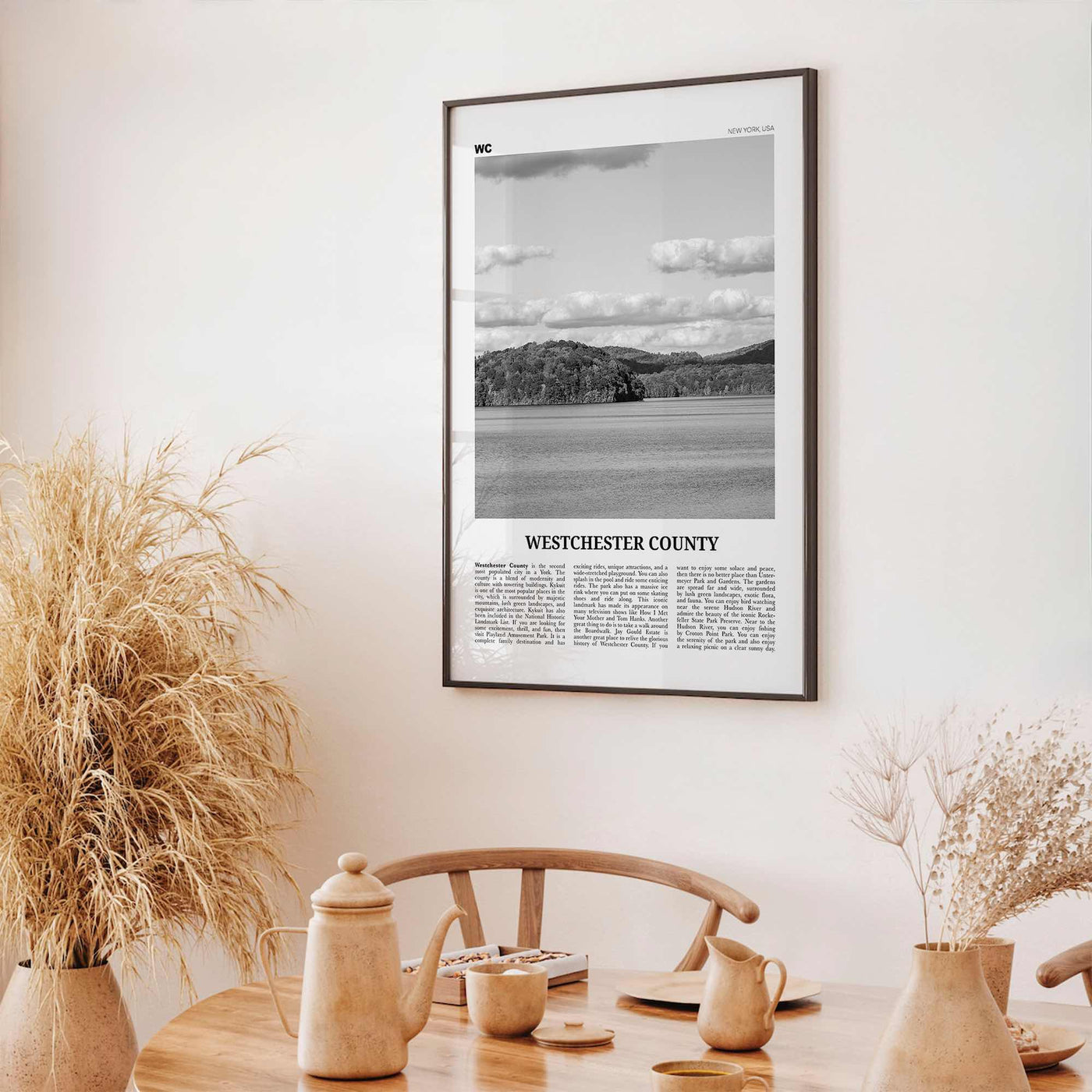 Westchester County Print Black and White, Westchester Wall Art, Westchester Poster, Westchester Photo, Westchester Map, New York USA