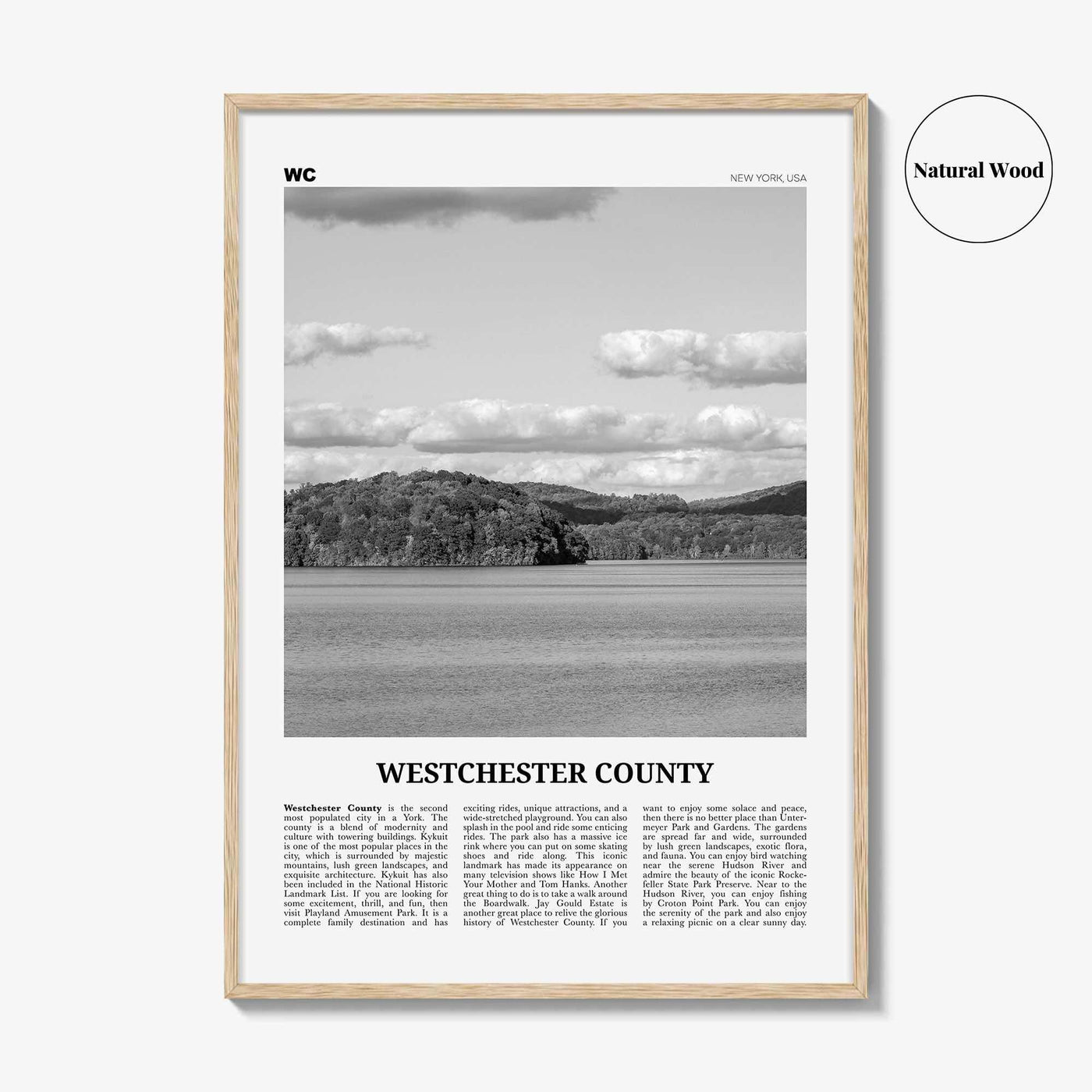 Westchester County Print Black and White, Westchester Wall Art, Westchester Poster, Westchester Photo, Westchester Map, New York USA