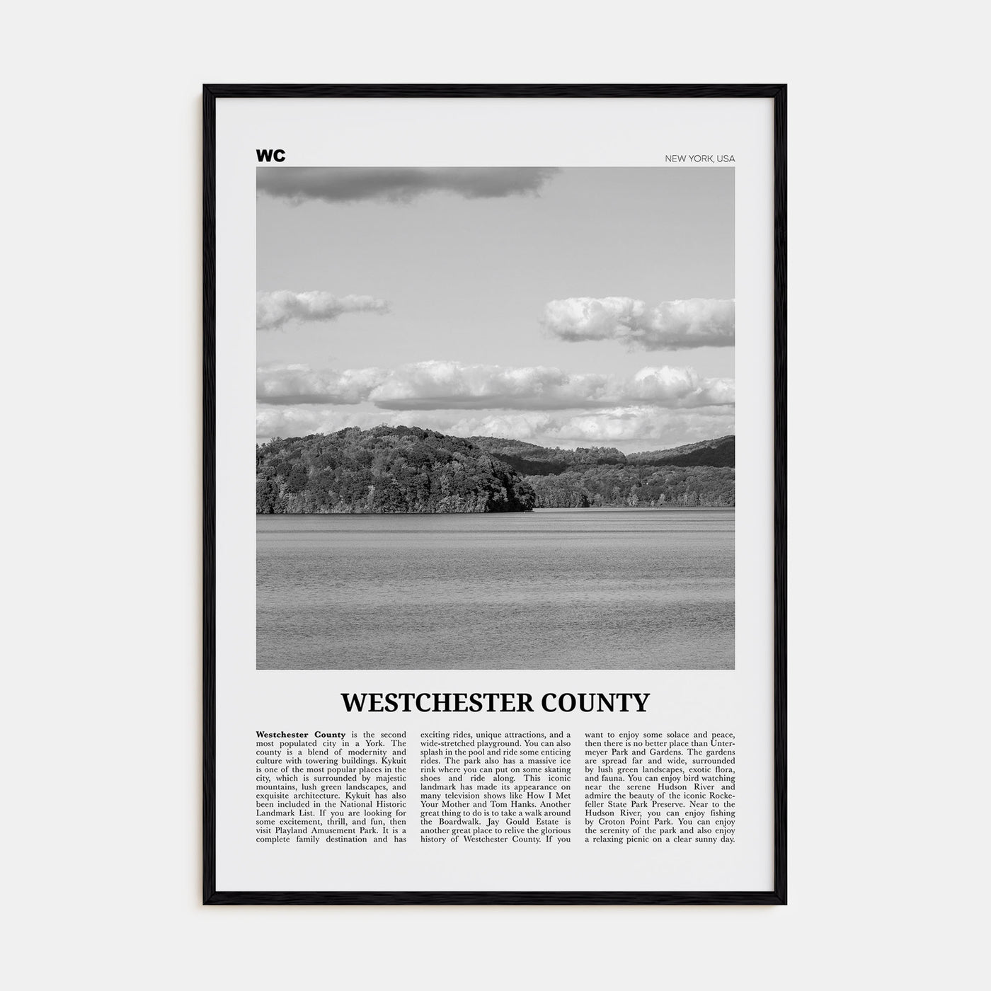 Westchester County Travel B&W Poster