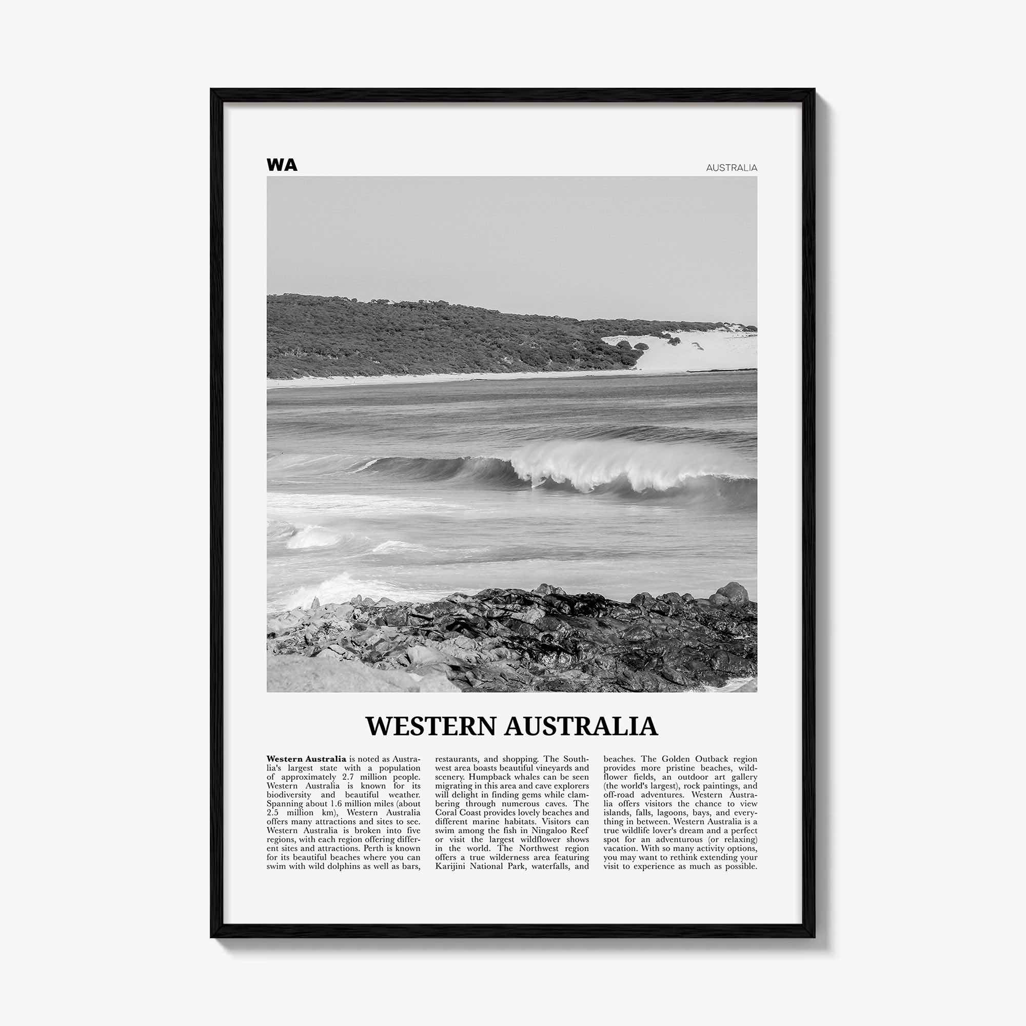 Western Australia Print Black and White, Western Australia Wall Art, Western Australia Poster, Western Australia Photo
