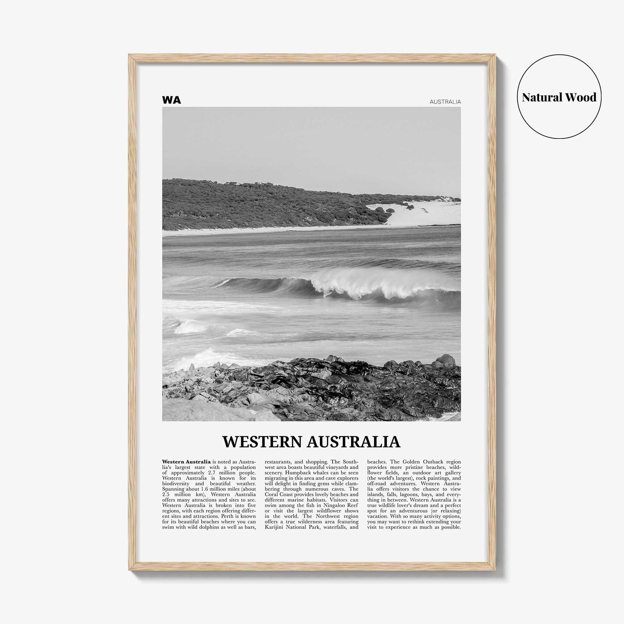 Western Australia Print Black and White, Western Australia Wall Art, Western Australia Poster, Western Australia Photo