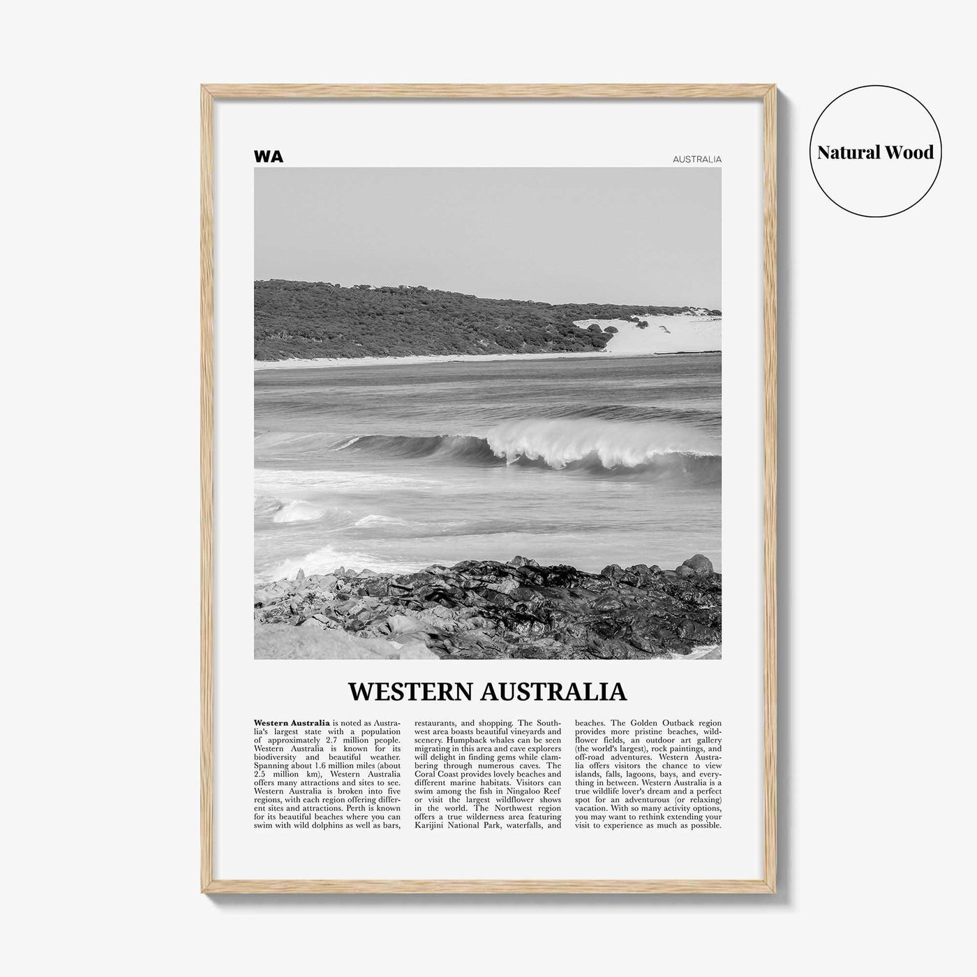 Western Australia Print Black and White, Western Australia Wall Art, Western Australia Poster, Western Australia Photo