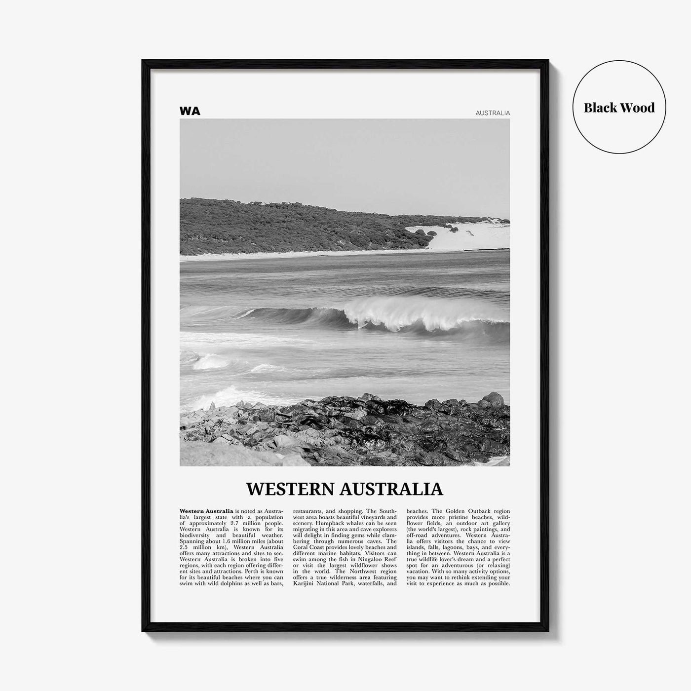 Western Australia Print Black and White, Western Australia Wall Art, Western Australia Poster, Western Australia Photo