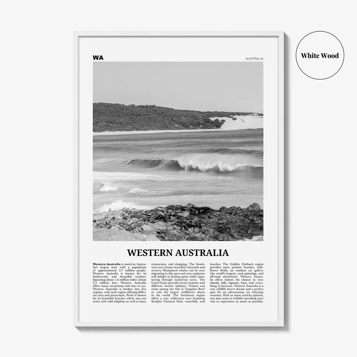 Western Australia Print Black and White, Western Australia Wall Art, Western Australia Poster, Western Australia Photo