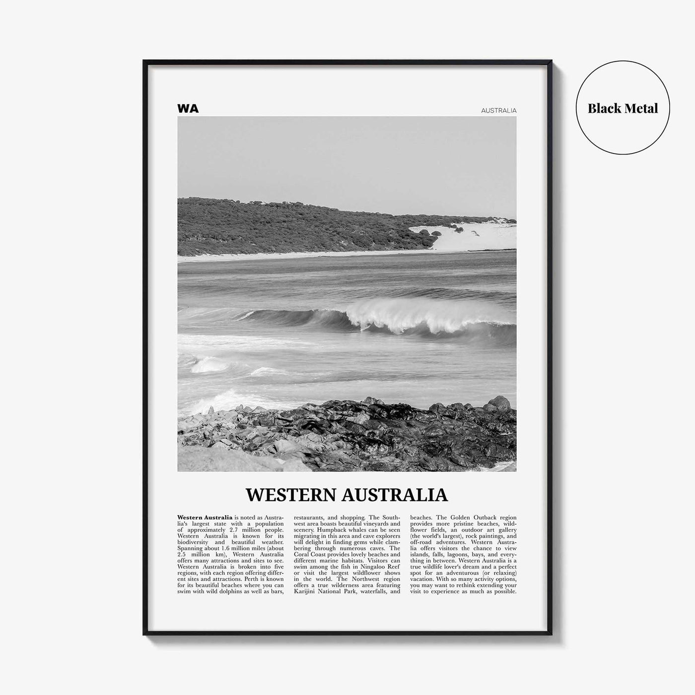 Western Australia Print Black and White, Western Australia Wall Art, Western Australia Poster, Western Australia Photo