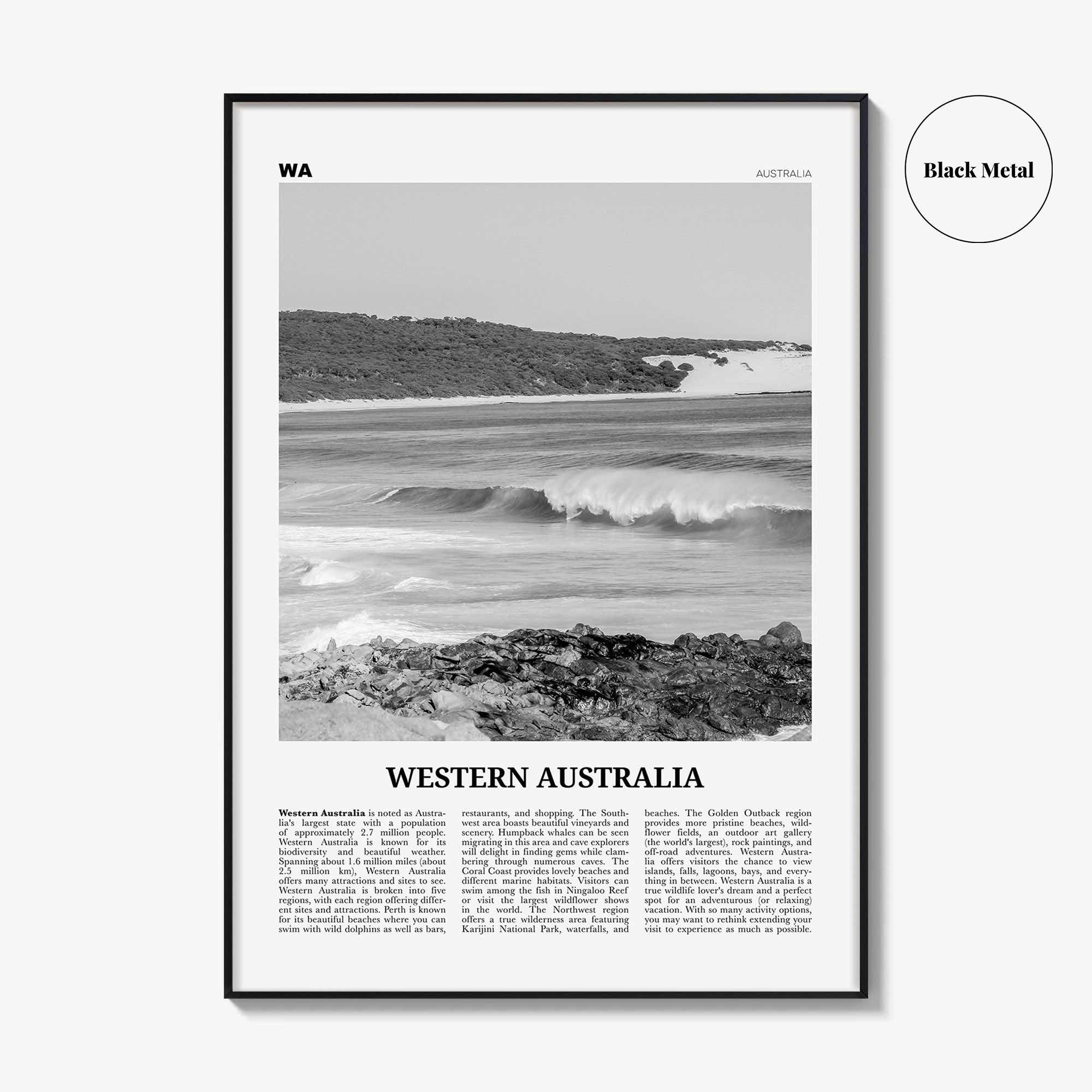 Western Australia Print Black and White, Western Australia Wall Art, Western Australia Poster, Western Australia Photo