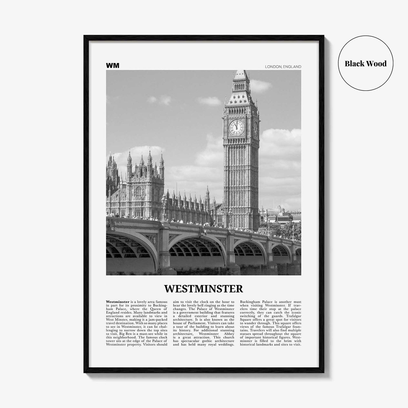 Westminster Print Black and White, Westminster Wall Art, Westminster Poster, Westminster Photo, Westminster Décor, London, England