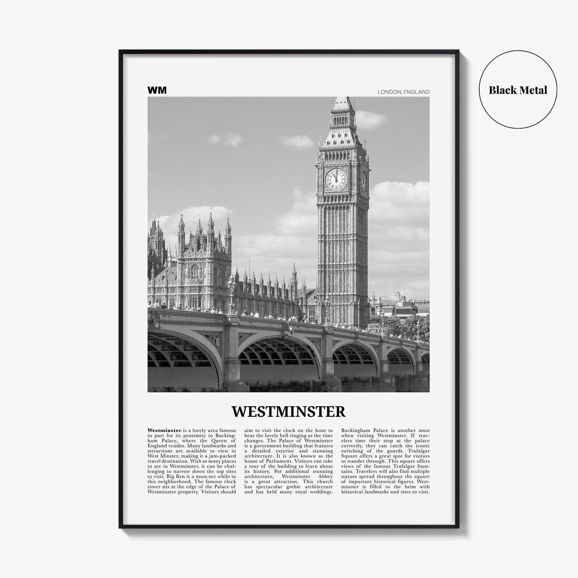 Westminster Print Black and White, Westminster Wall Art, Westminster Poster, Westminster Photo, Westminster Décor, London, England