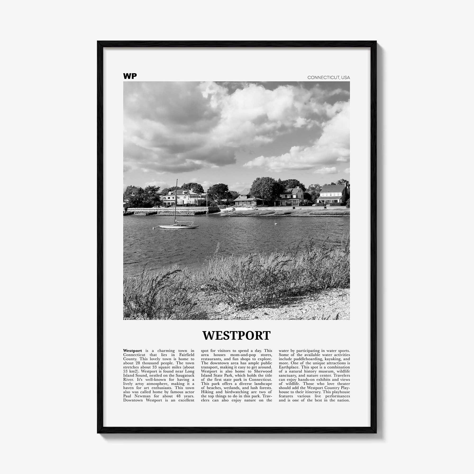 Westport Print Black and White Connecticut, Westport Wall Art, Westport Poster, Westport Photo, Westport Wall Décor, USA
