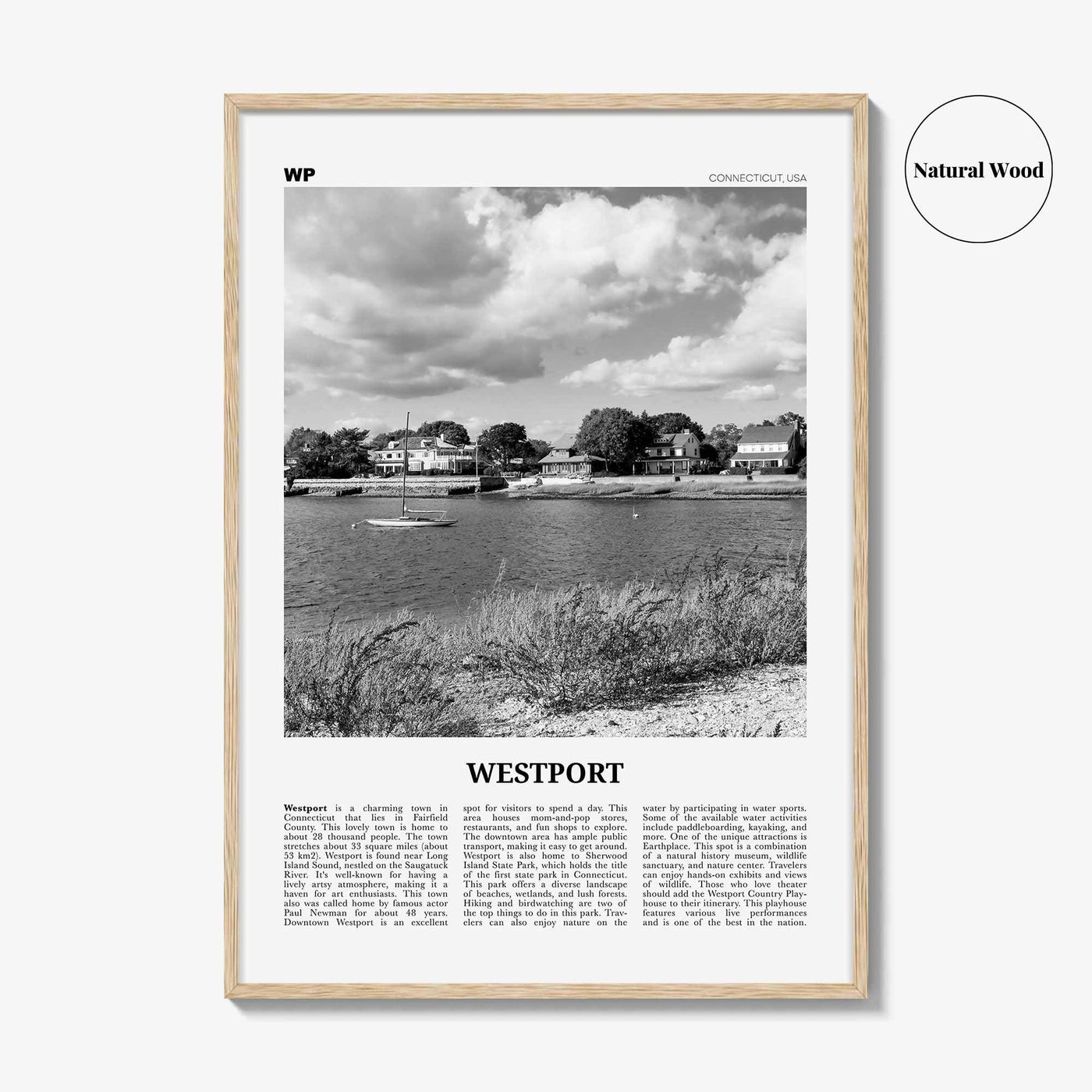 Westport Print Black and White Connecticut, Westport Wall Art, Westport Poster, Westport Photo, Westport Wall Décor, USA